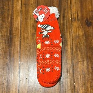 Peanuts red Sherpa lined socks One Size